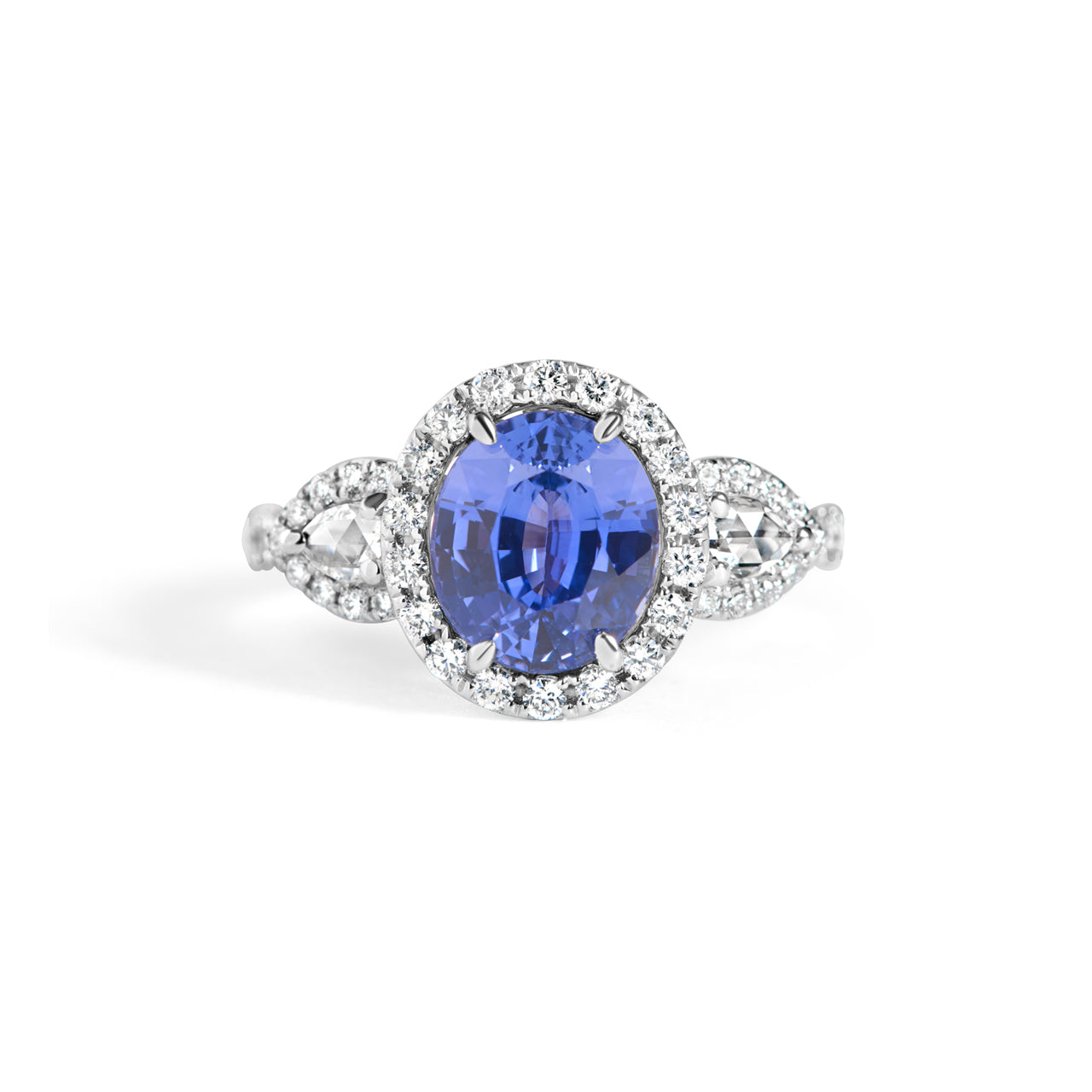 Oval Sapphire & Diamond 3 Stone Ring