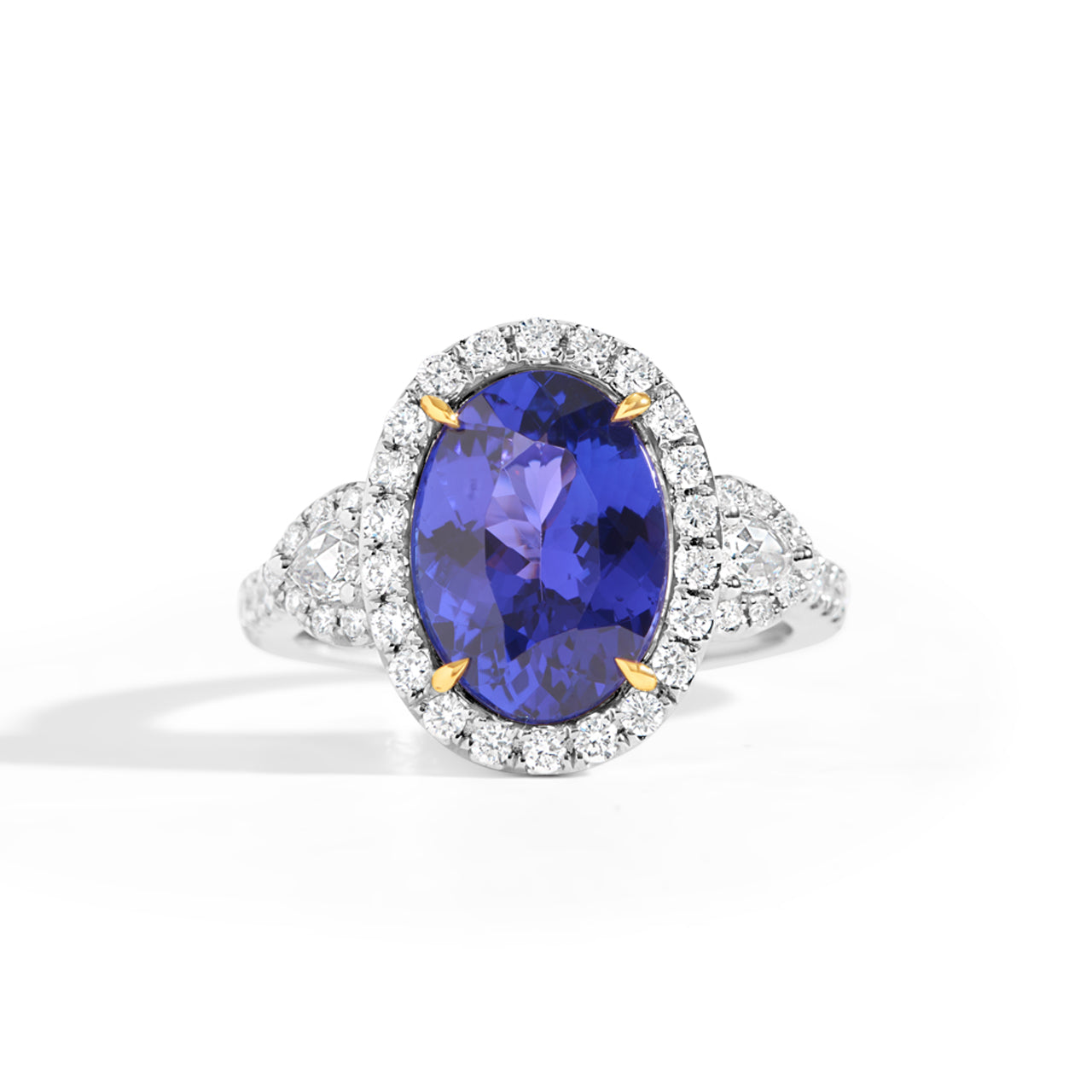 Oval Tanzanite & Diamond 3 Stone Ring