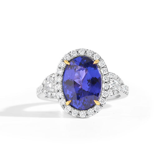 Oval Tanzanite & Diamond 3 Stone Ring