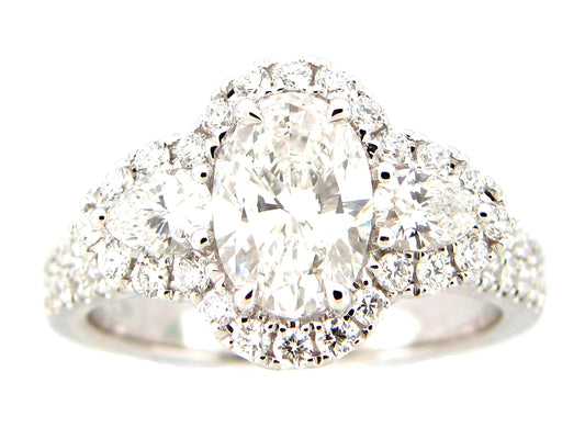 DIAMOND OVAL RING, 18KW (N), GIA CERT #2195761984
