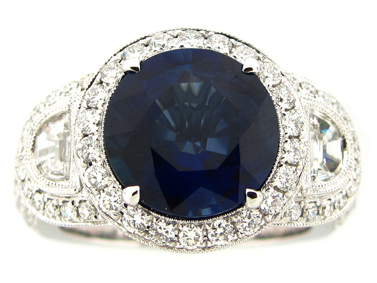 SAPPHIRE & DIAMOND RING, 18KW (H)