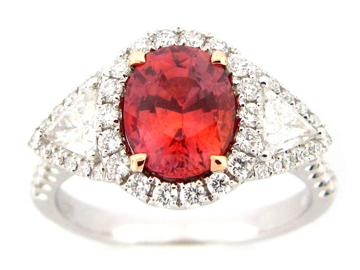 ORANGE SAPPHIRE & DIAMOND RING, 18KZ (H)