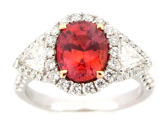 ORANGE SAPPHIRE & DIAMOND RING, 18KZ (H)