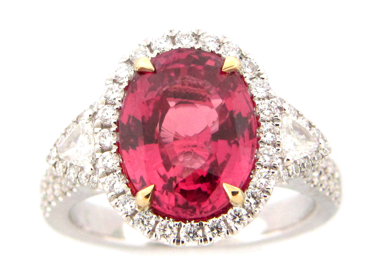 PINK SAPPHIRE & DIAMOND RING, GIA CERTIFIED, 18KWY (H)