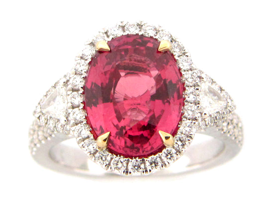 PINK SAPPHIRE & DIAMOND RING, GIA CERTIFIED, 18KWY (H)