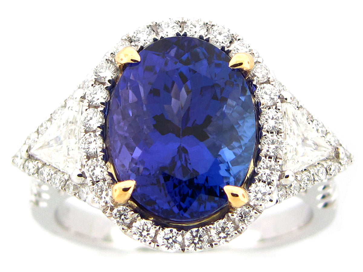 TANZANITE & DIAMOND RING, 18KT (H)