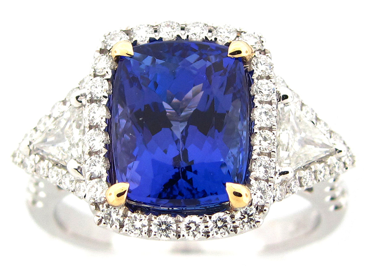TANZANITE & DIAMOND RING, 18KT (H)