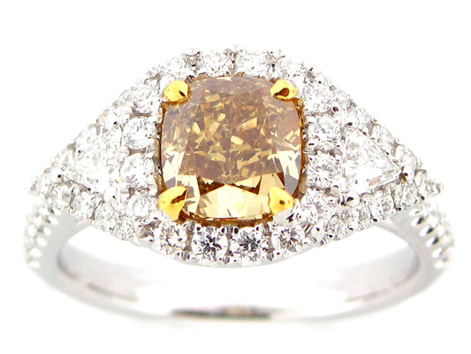 NATURAL YELLOW DIAMOND RING, 18KT (N)