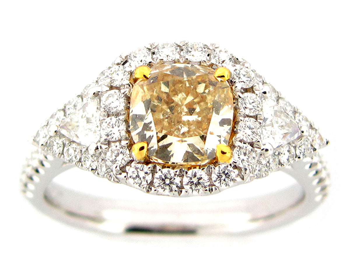 NATURAL YELLOW DIAMOND RING, 18KT (N)