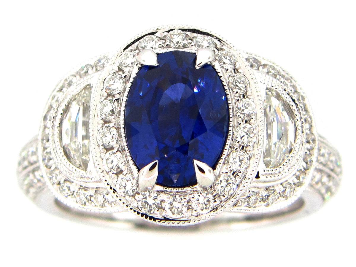 SAPPHIRE & DIAMOND RING, 18KW (H)