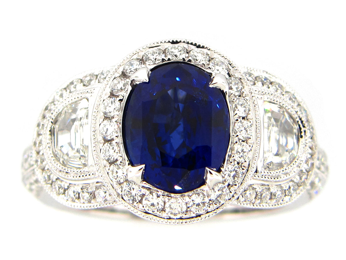 SAPPHIRE & DIAMOND RING, 18KW (H)