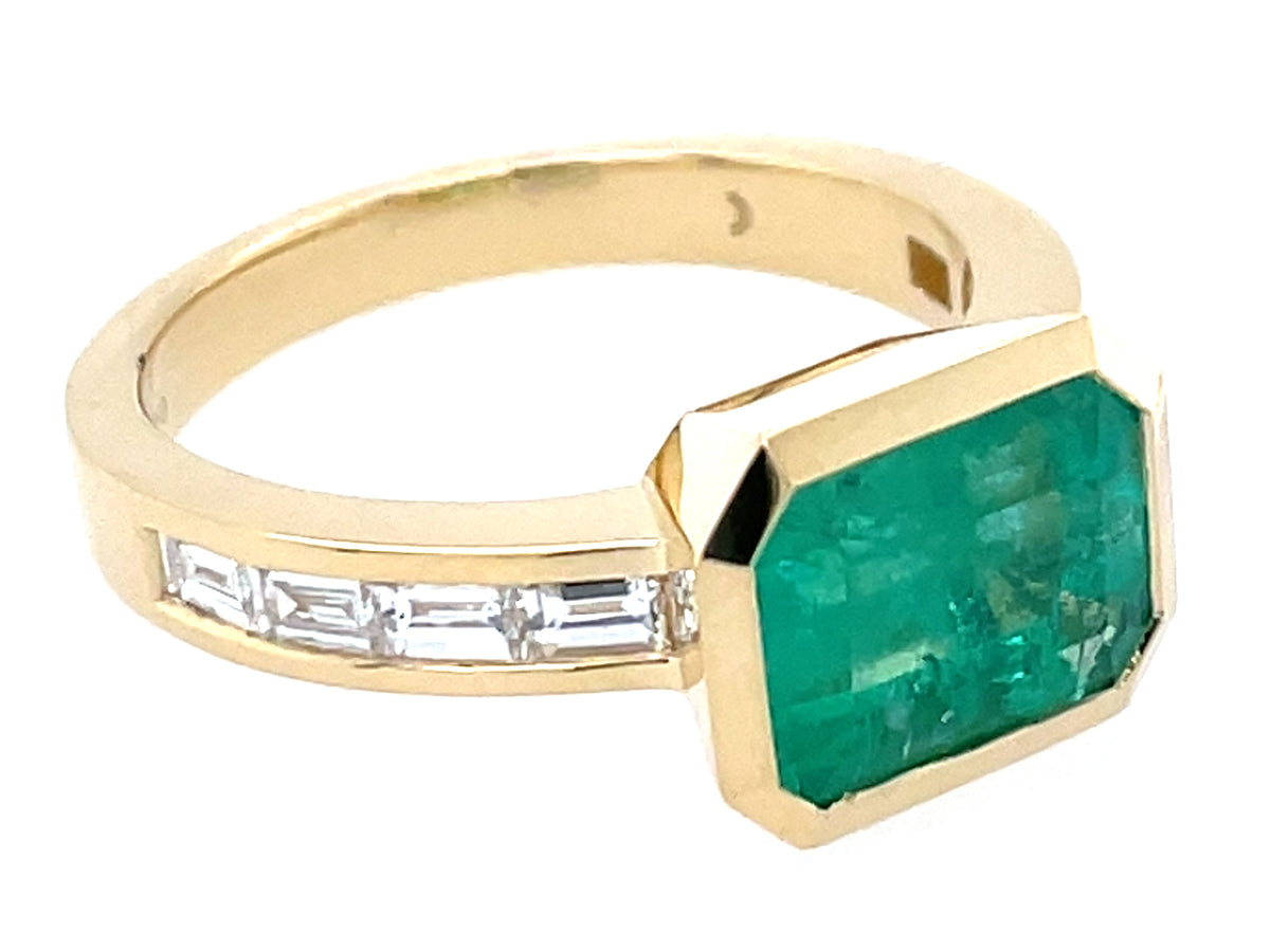 Emerald E/C Diamond Baguette Bezel Ring