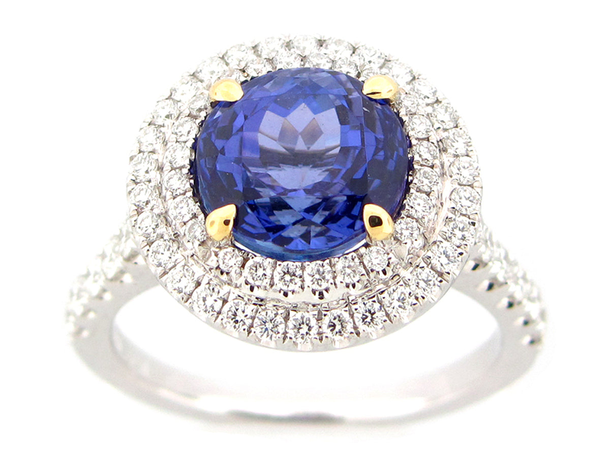 TANZANITE & DIAMOND RING, 18KT (H)