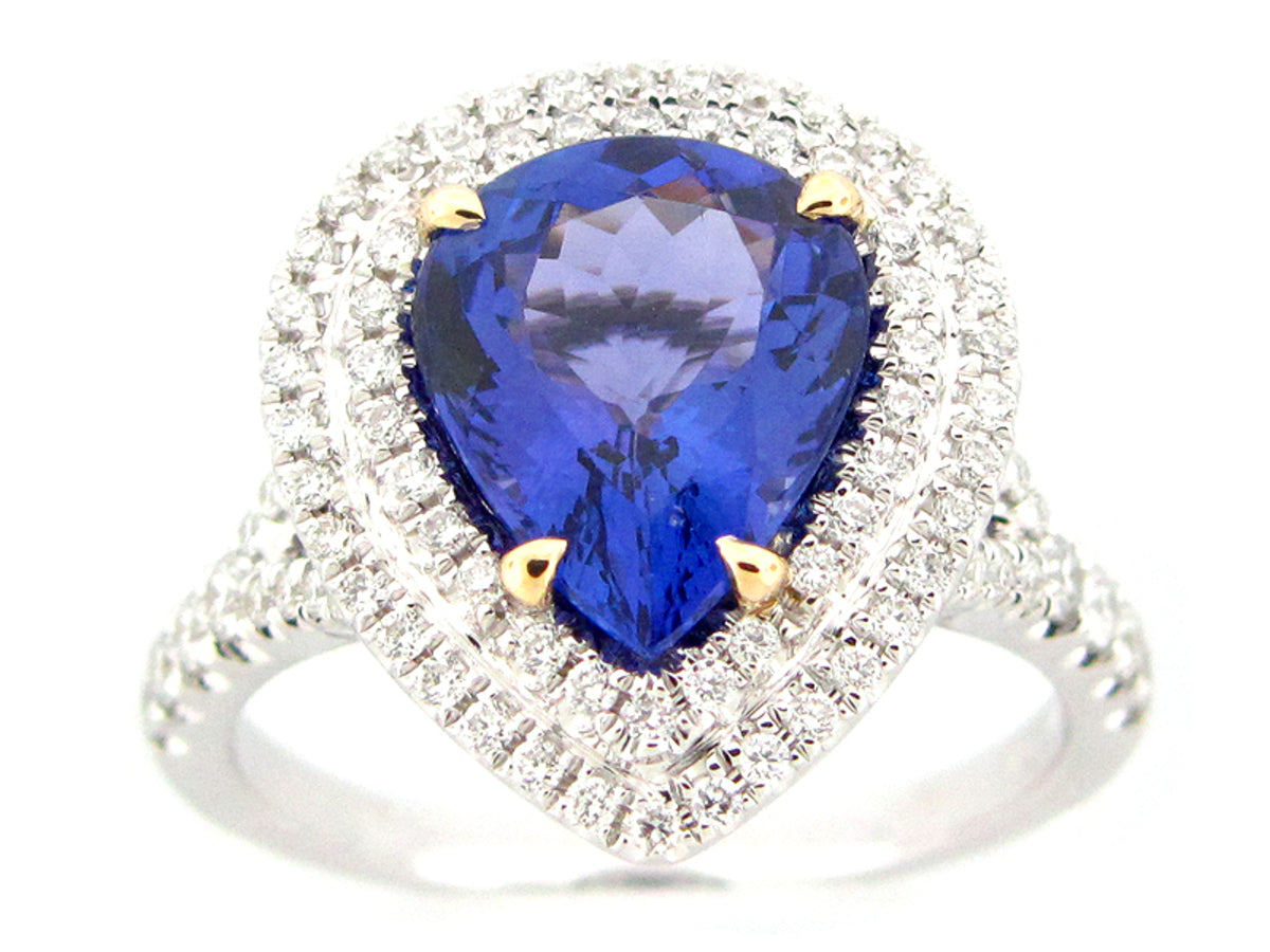 TANZANITE & DIAMOND RING, 18KT (H)