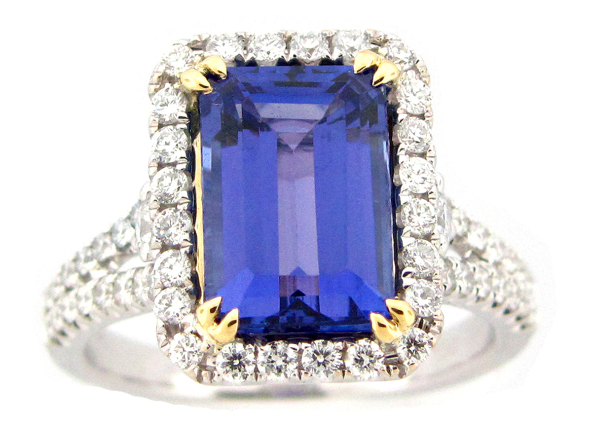 TANZANITE & DIAMOND RING, 18KT (H)