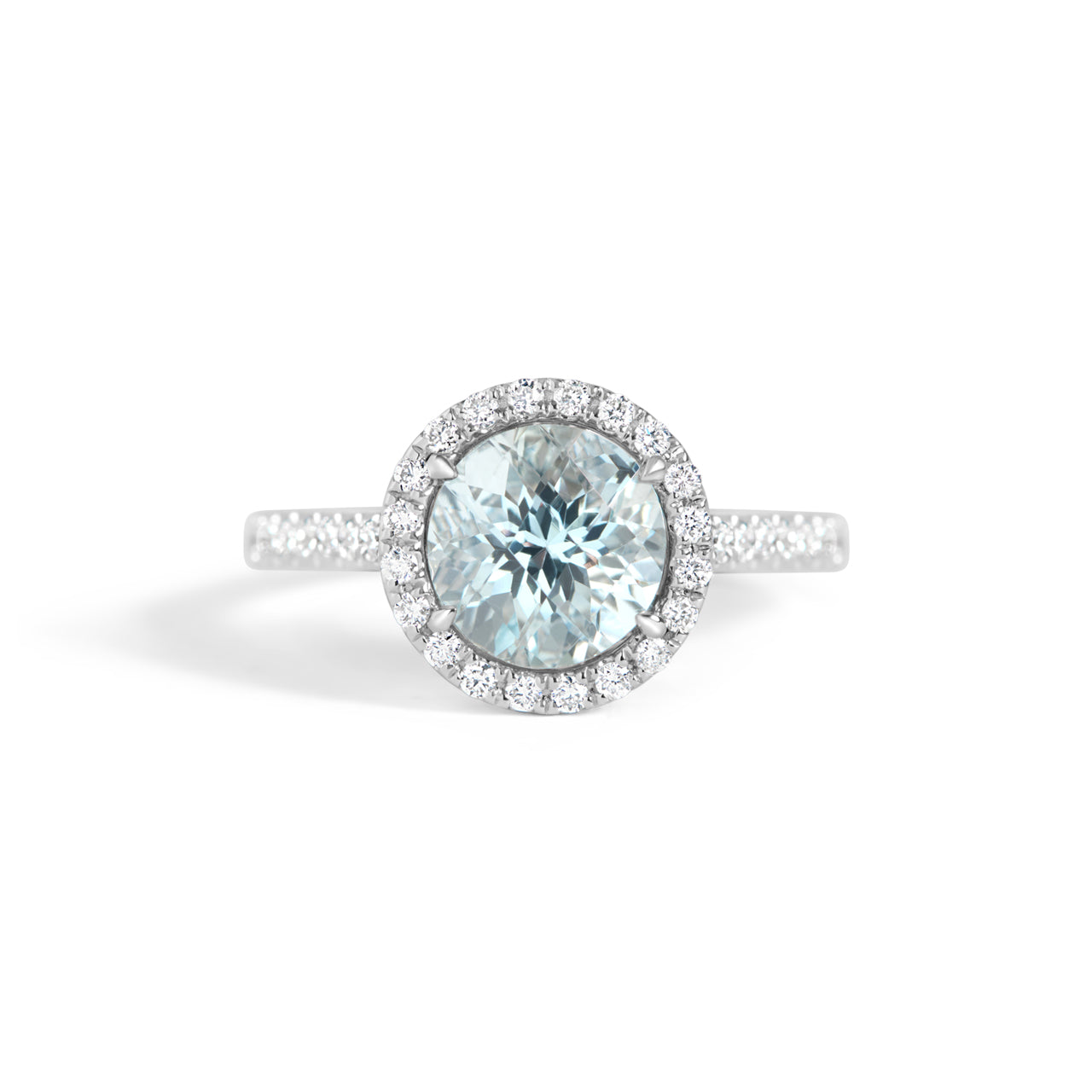 Round Aquamarine & Diamond Ring