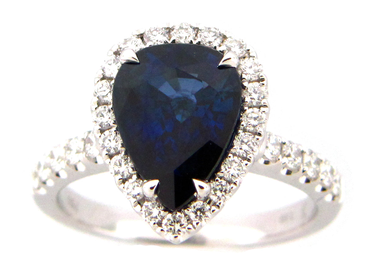 SAPPHIRE & DIAMOND RING, GIA CERT #1182608591, 18KW (H)