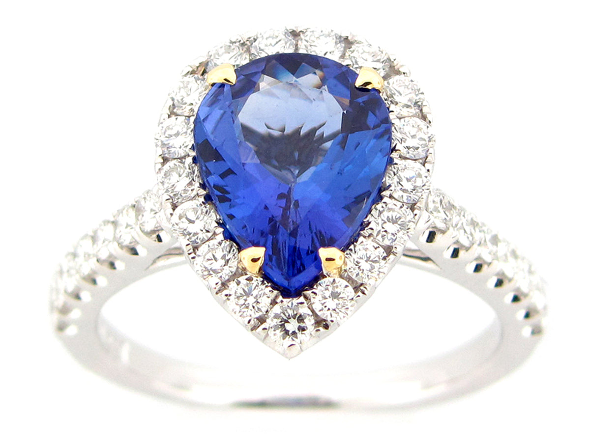 TANZANITE & DIAMOND RING, 18KT (H)