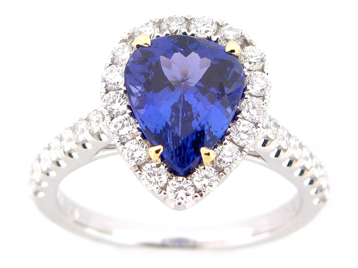 TANZANITE & DIAMOND RING, 18KT (H)
