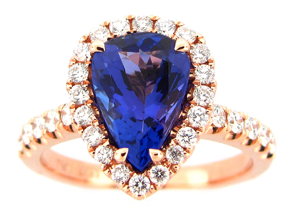 TANZANITE & DIAMOND RING, 18KR (H)