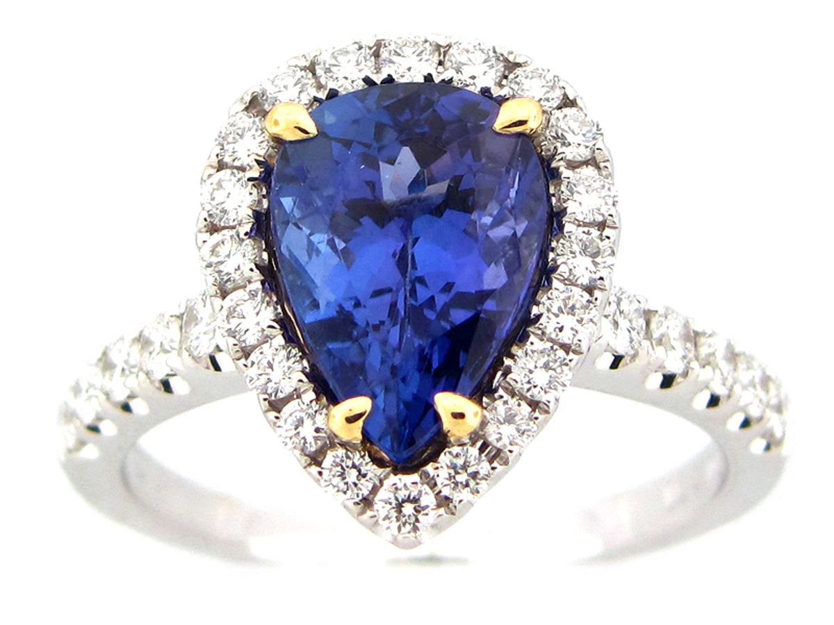 TANZANITE & DIAMOND RING, 18KT (H)