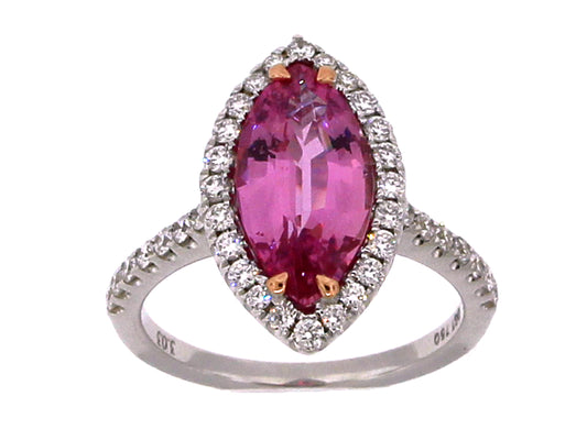 PINK SAPPHIRE & DIAMOND RING, 18KZ (H)