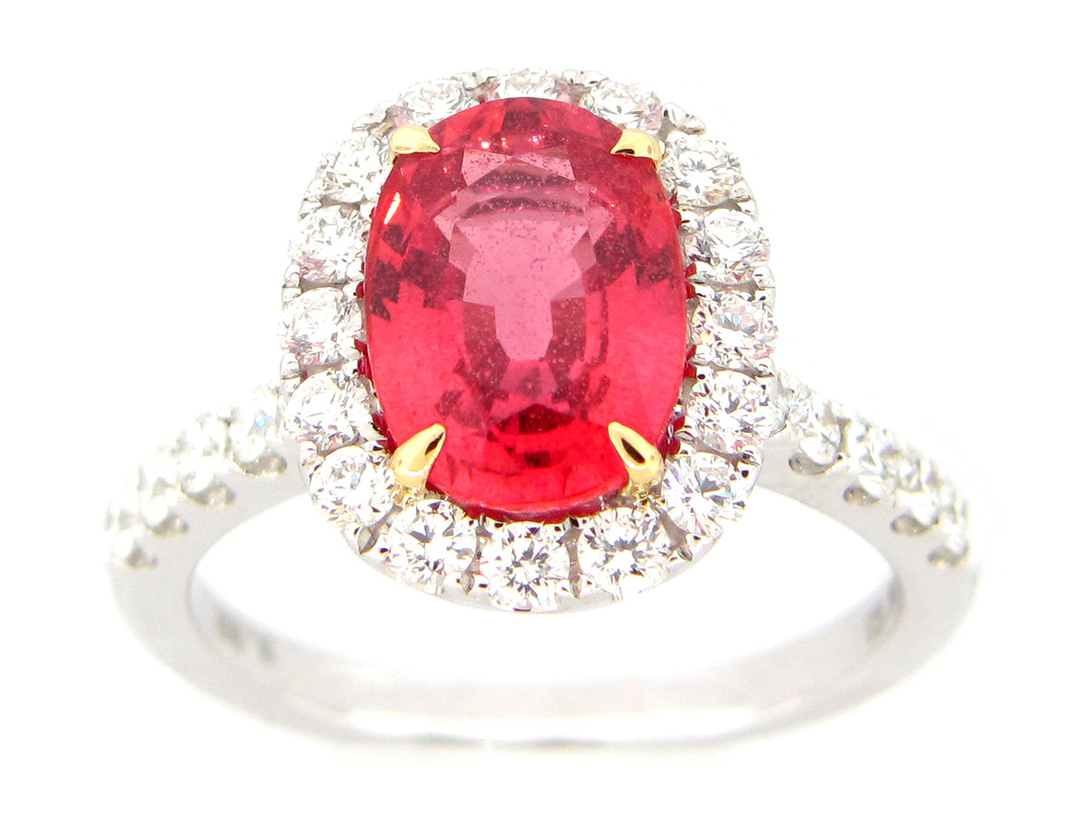 ORANGE SAPPHIRE & DIAMOND RING, 18KT (U)