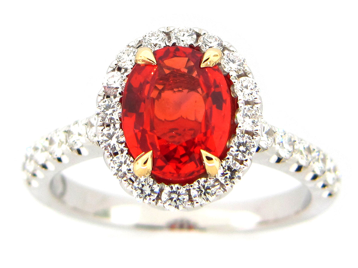 ORANGE SAPPHIRE & DIAMOND RING, 18KT (H)