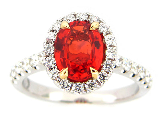 ORANGE SAPPHIRE & DIAMOND RING, 18KT (H)