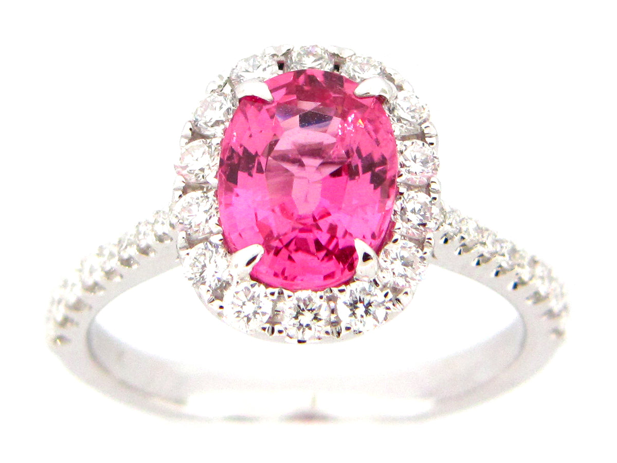 PINK SAPPHIRE & DIAMOND RING, 18KW (H)