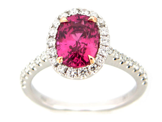 PINK SAPPHIRE & DIAMOND RING, 18KW (H)
