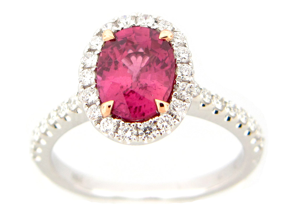 PINK SAPPHIRE & DIAMOND RING, 18KW (H)