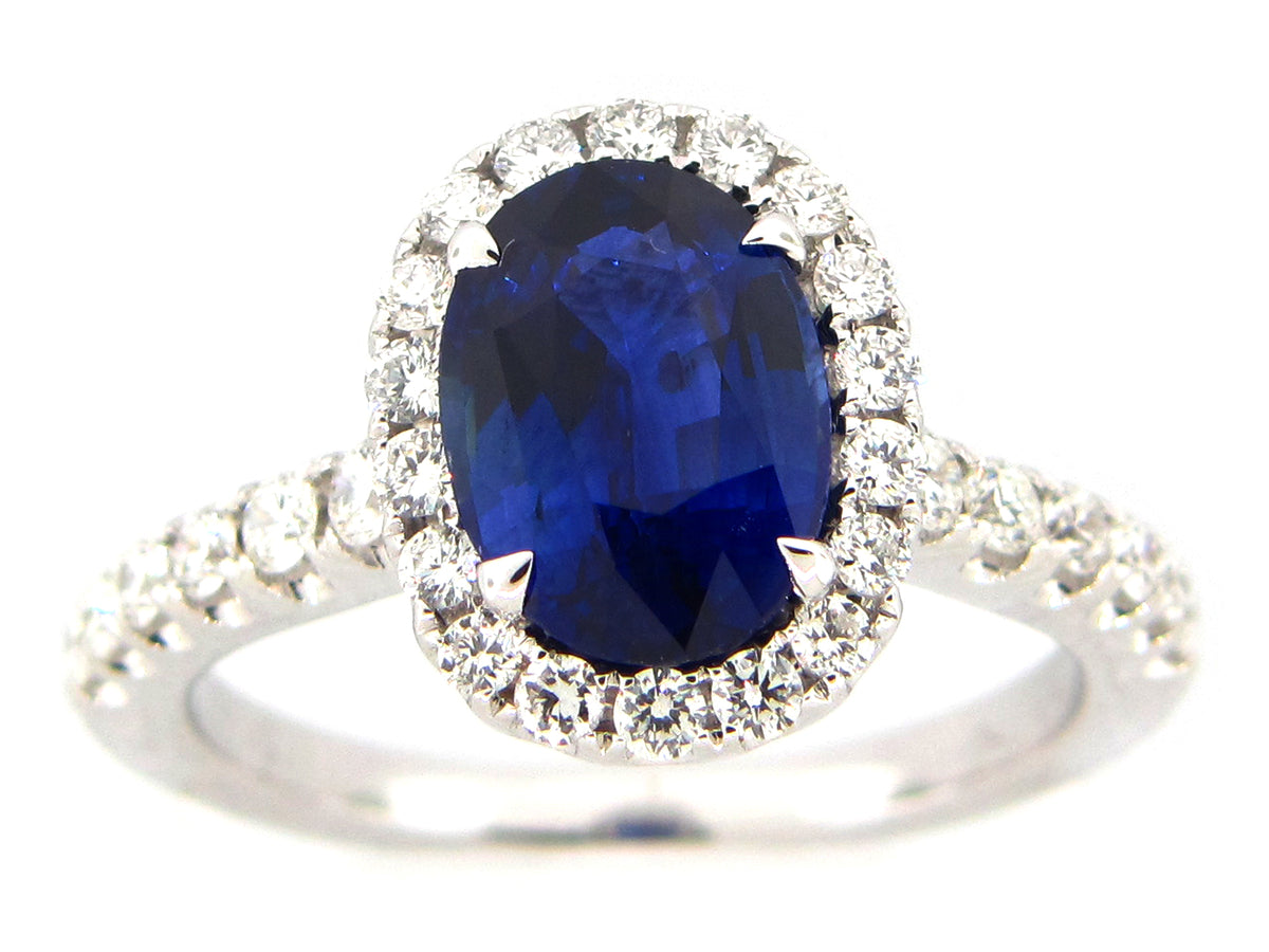 SAPPHIRE & DIAMOND RING, 18KW (H)