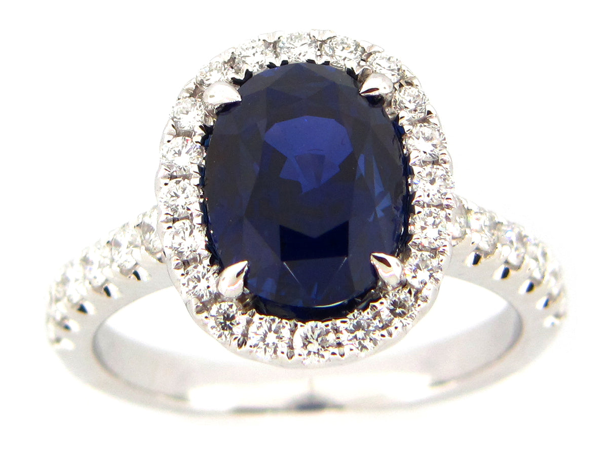 SAPPHIRE & DIAMOND RING, 18KW (H)