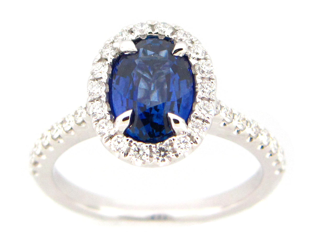 SAPPHIRE & DIAMOND RING, 18KW (H)