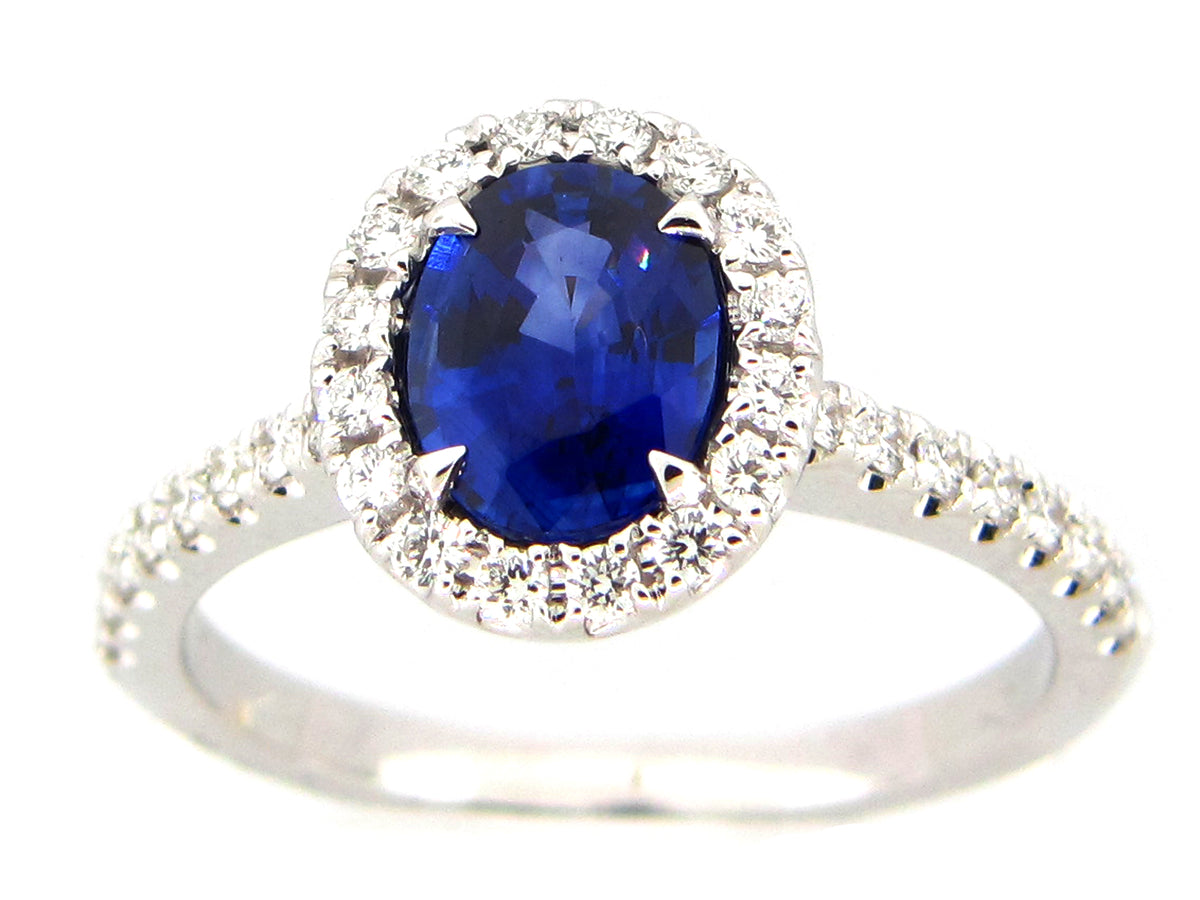 SAPPHIRE & DIAMOND RING, 18KW (H)