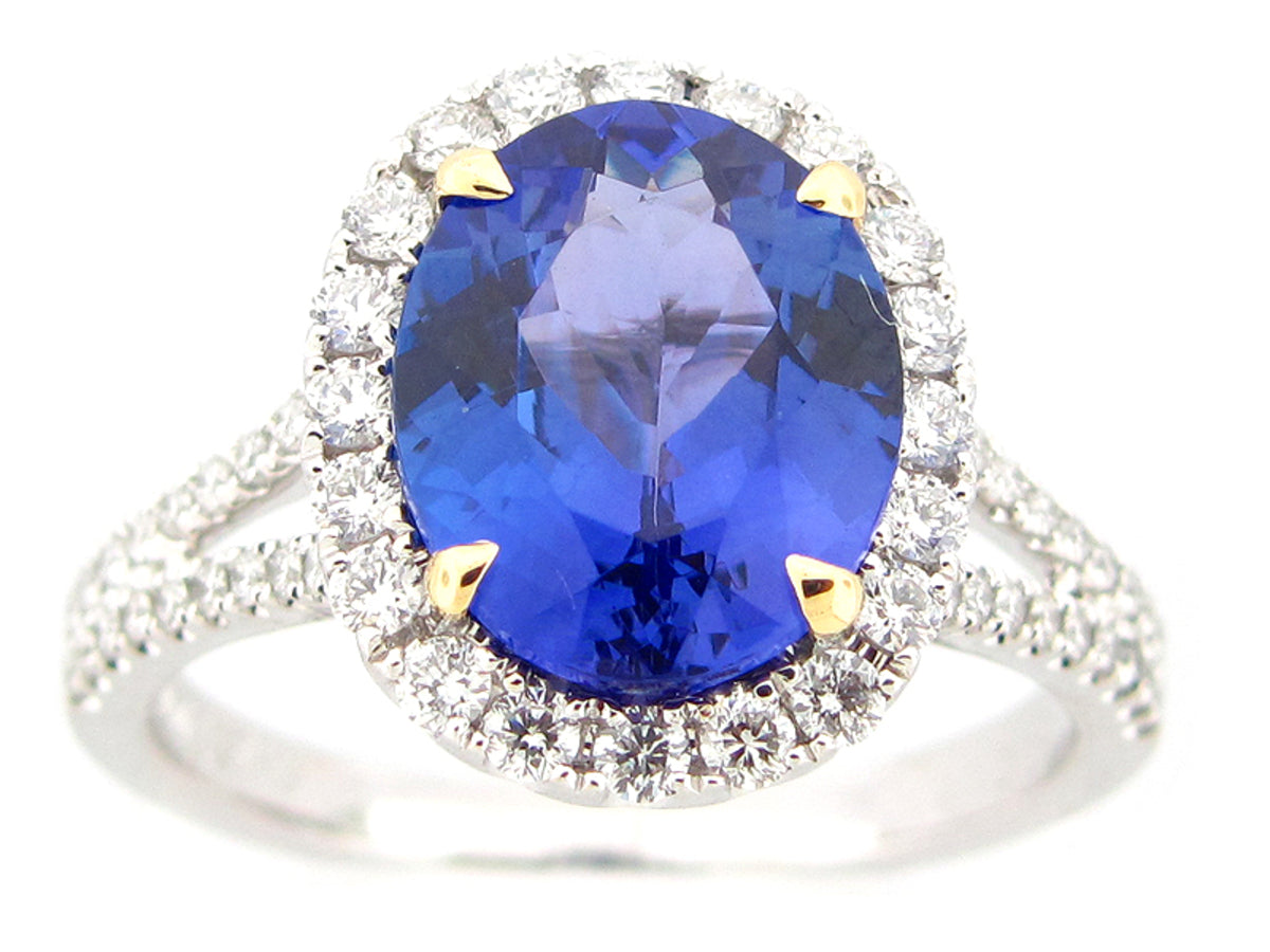 TANZANITE & DIAMOND RING, 18KT (H)