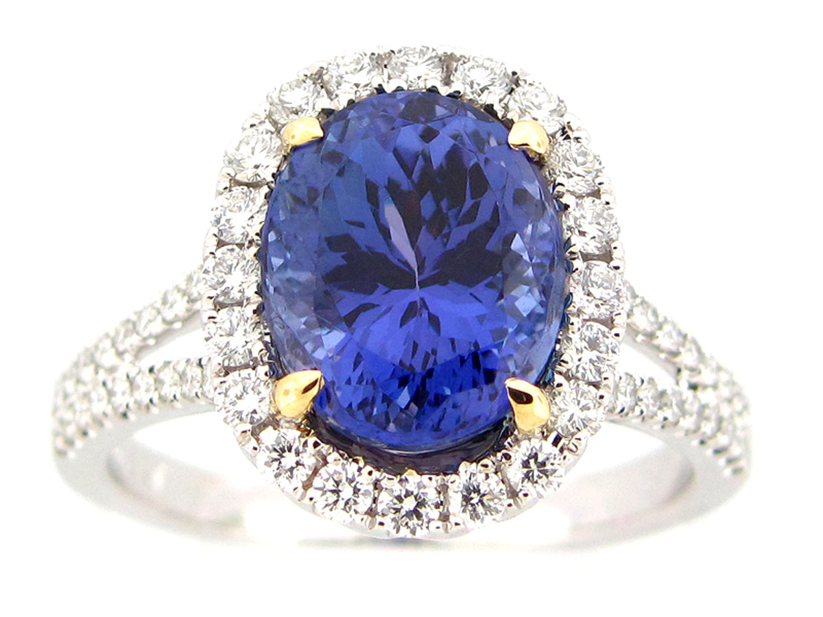 TANZANITE & DIAMOND RING, 18KT (H)