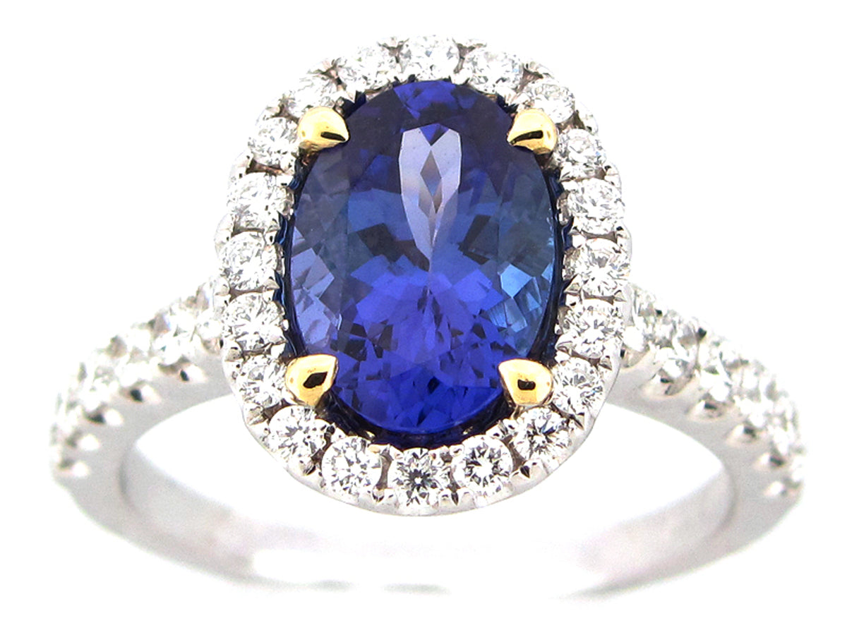 TANZANITE & DIAMOND RING, 18KT (H)