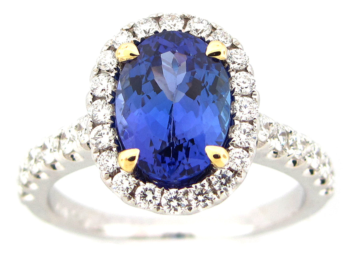 TANZANITE & DIAMOND RING, 18KT (H)