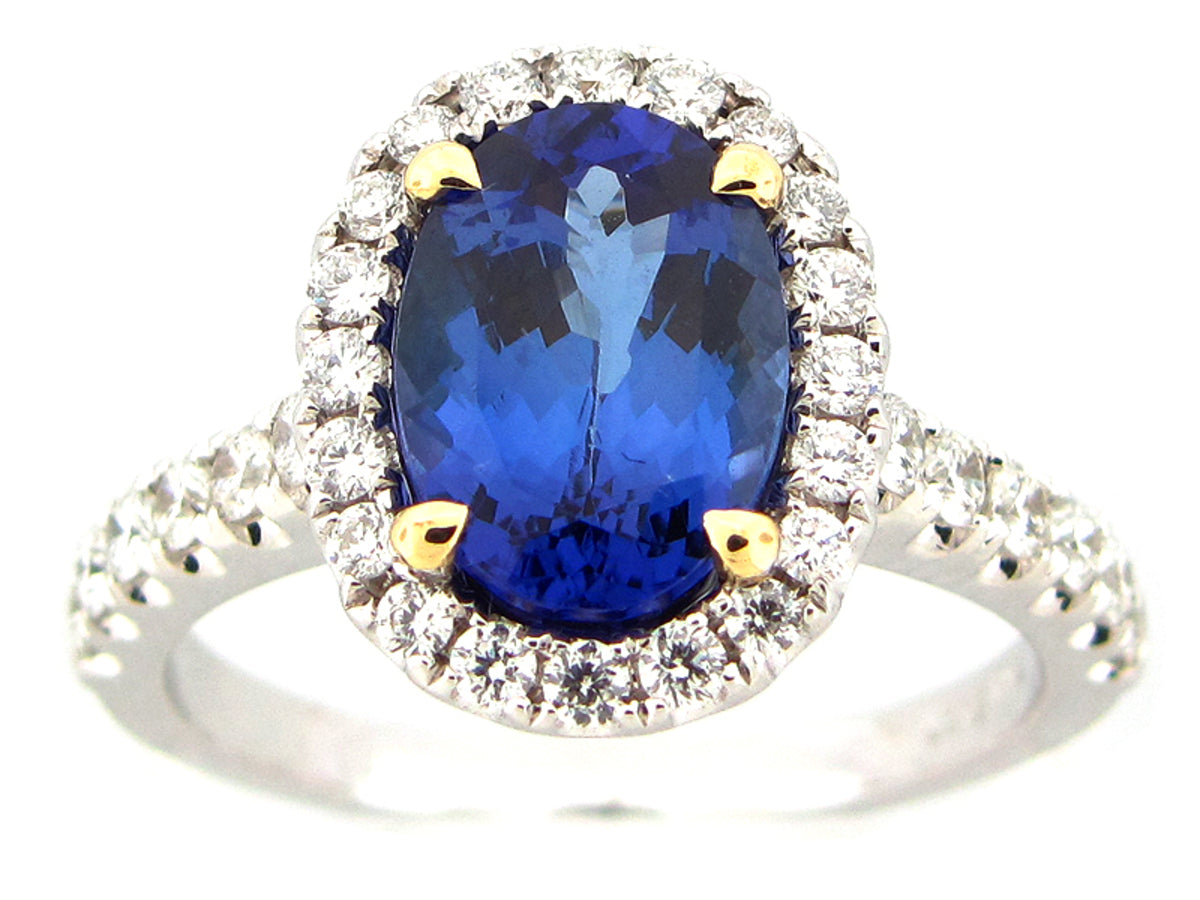TANZANITE & DIAMOND RING, 18KT (H)