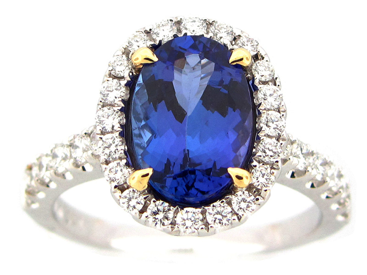 TANZANITE & DIAMOND RING, 18KT (H)