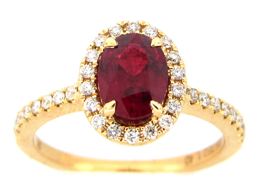 RUBY & DIAMOND RING, 18KY (H)