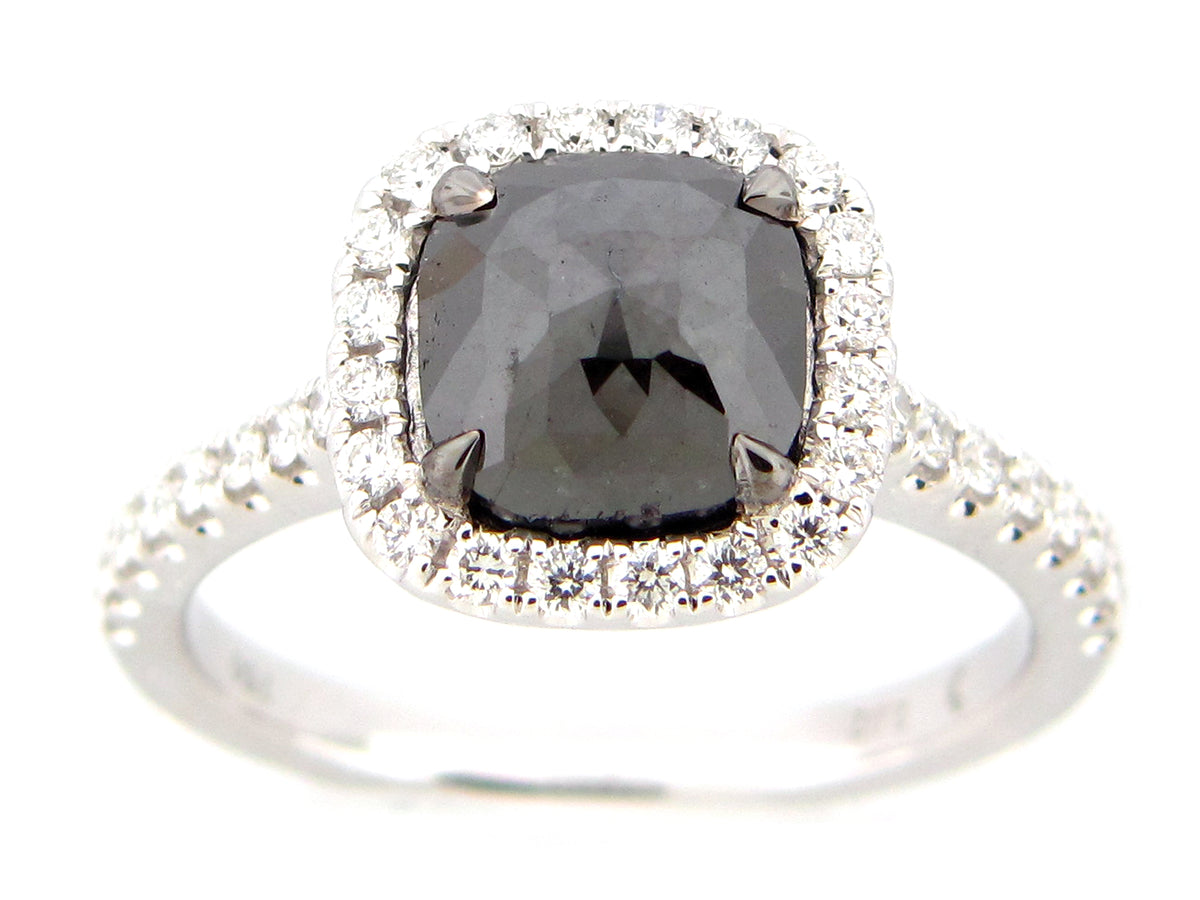 ROSE CUT BLACK & WHITE DIAMOND RING