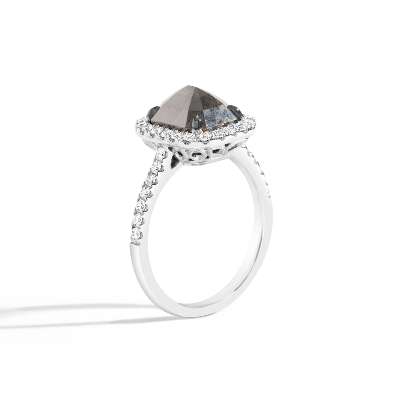 Rose Cut Black & White Diamond Ring