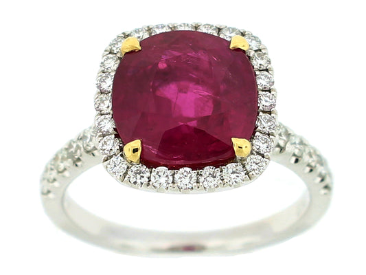 RUBY & DIAMOND RING, 18KT (H)