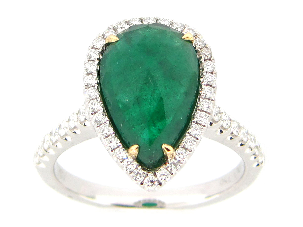 EMERALD & DIAMOND RING, 18KT (O)