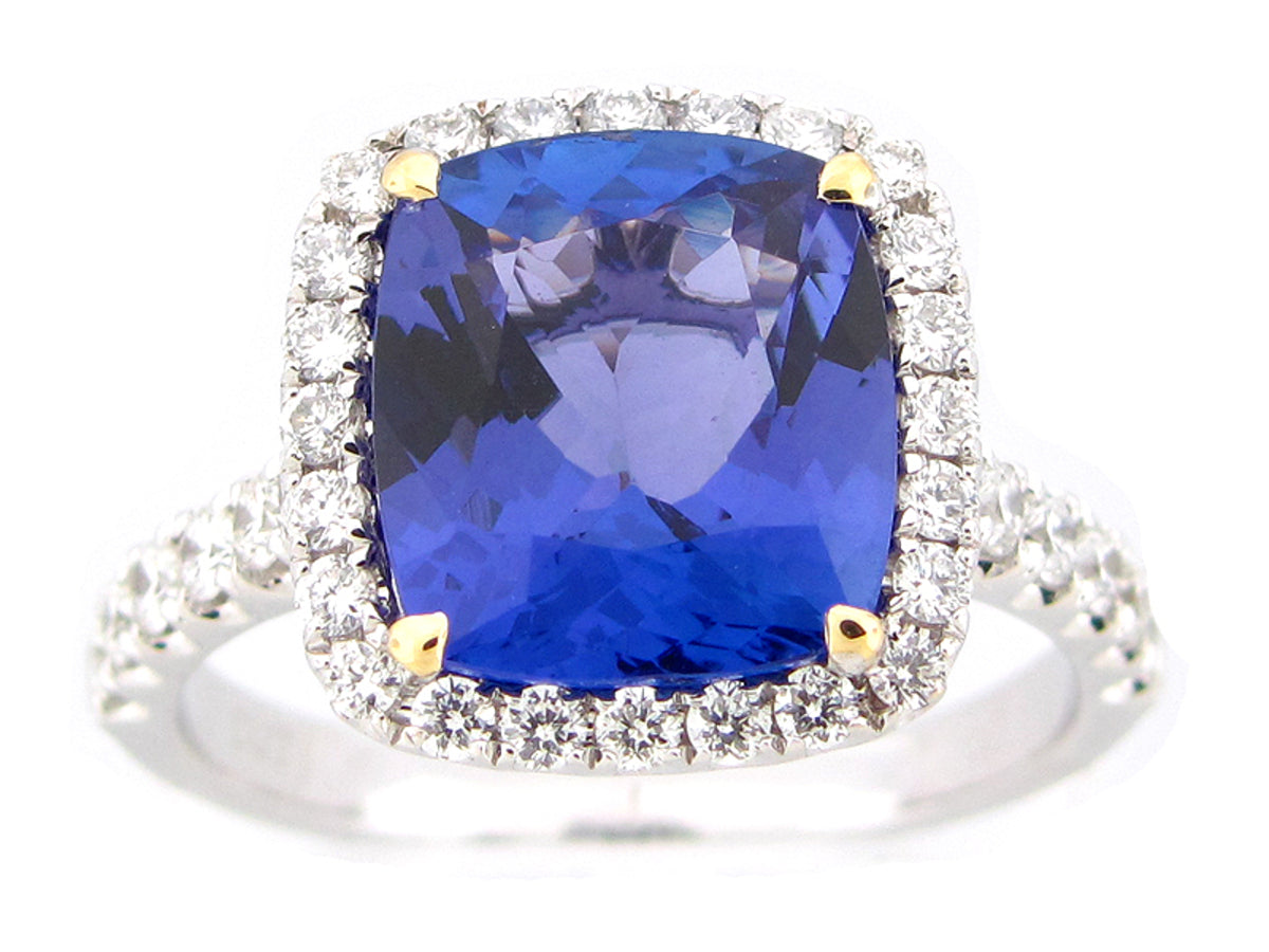 TANZANITE & DIAMOND RING, 18KT (H)