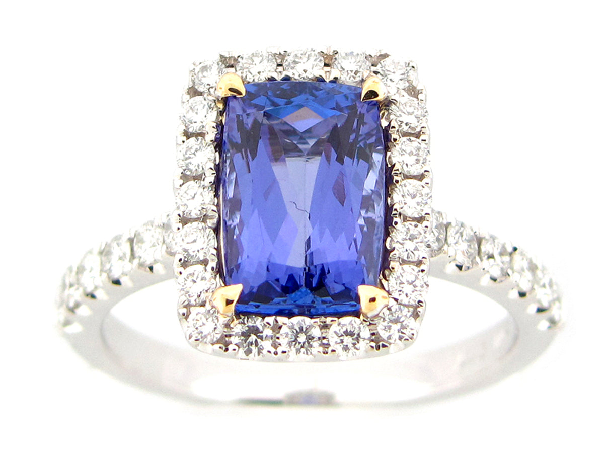 TANZANITE & DIAMOND RING, 18KT (H)
