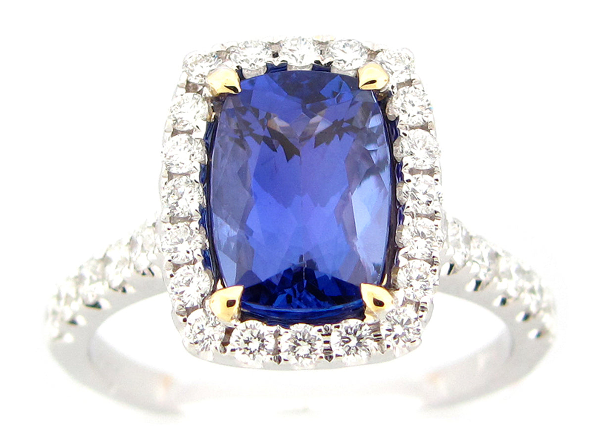 TANZANITE & DIAMOND RING, 18KT (H)